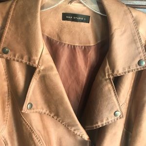 Max Studio Cognac Washed Faux leather jacket 3x